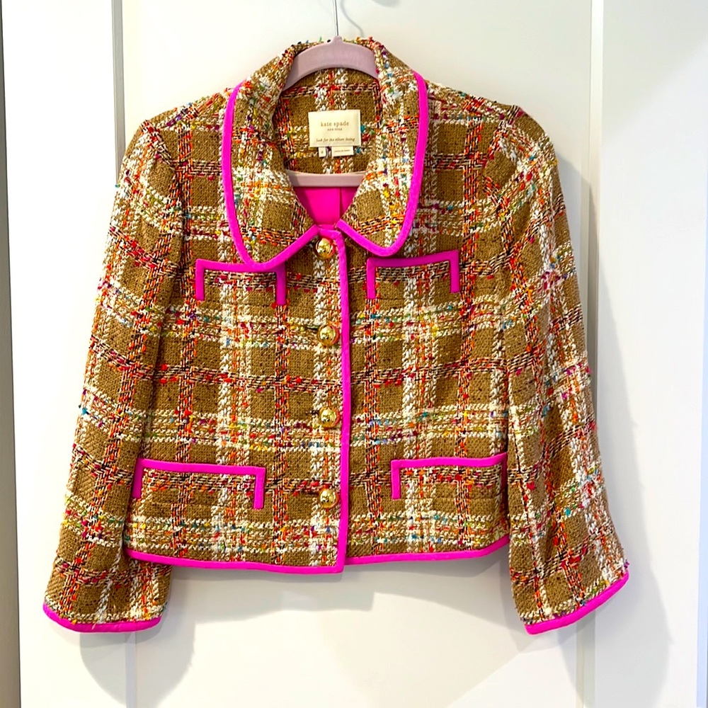 Kate Spade New York - Cute Blazer - Size 6 - Tweed Pink & Tan